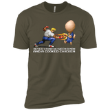 T-Shirts Military Green / X-Small Never Stand Between A Man And A Cooked Chicken Men's Premium T-Shirt