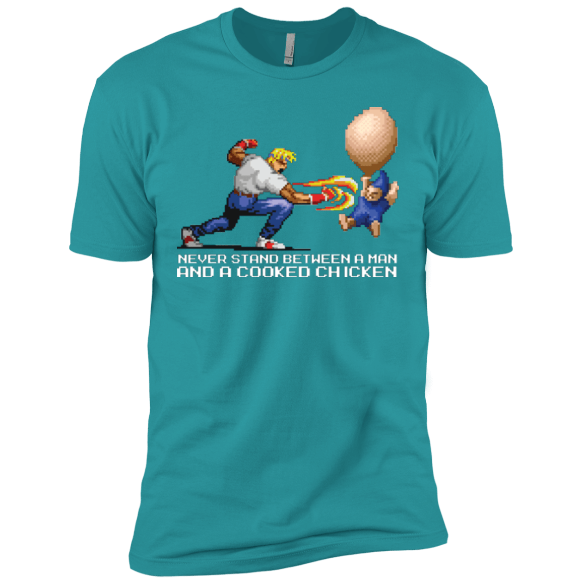T-Shirts Tahiti Blue / X-Small Never Stand Between A Man And A Cooked Chicken Men's Premium T-Shirt