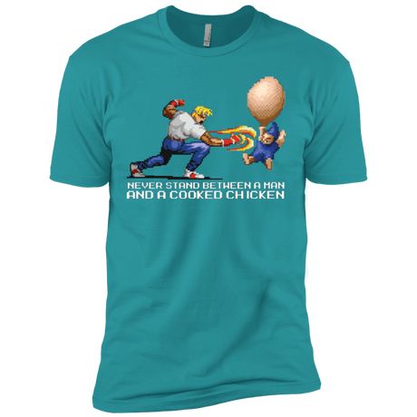 T-Shirts Tahiti Blue / X-Small Never Stand Between A Man And A Cooked Chicken Men's Premium T-Shirt