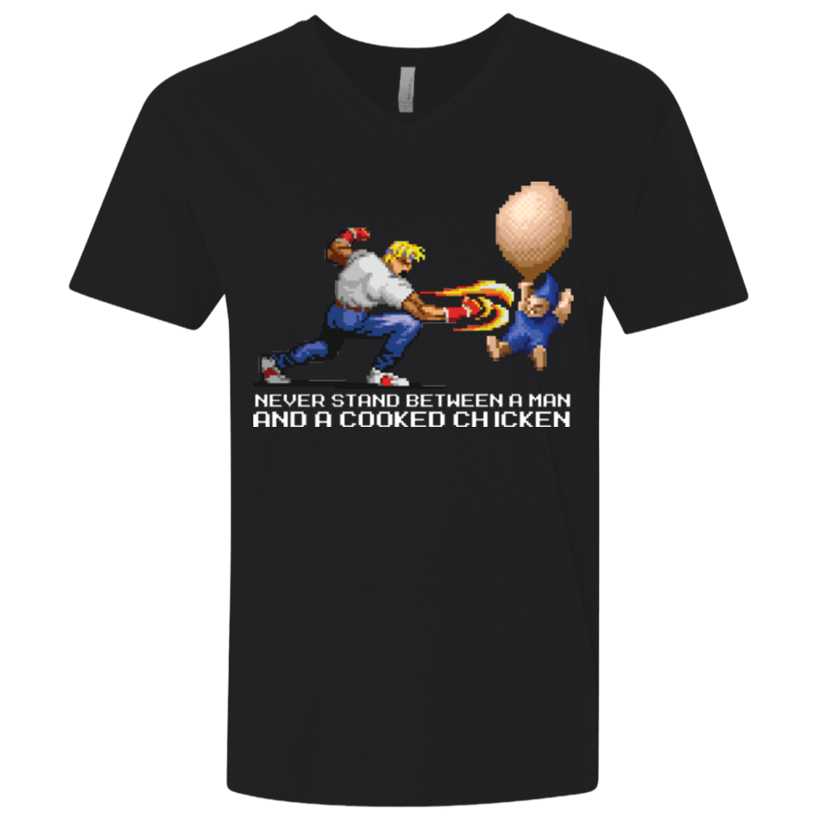 T-Shirts Black / X-Small Never Stand Between A Man And A Cooked Chicken Men's Premium V-Neck
