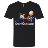 T-Shirts Black / X-Small Never Stand Between A Man And A Cooked Chicken Men's Premium V-Neck