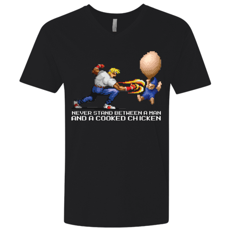 T-Shirts Black / X-Small Never Stand Between A Man And A Cooked Chicken Men's Premium V-Neck