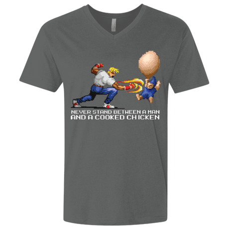 T-Shirts Heavy Metal / X-Small Never Stand Between A Man And A Cooked Chicken Men's Premium V-Neck