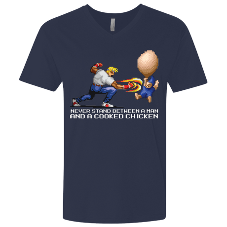 T-Shirts Midnight Navy / X-Small Never Stand Between A Man And A Cooked Chicken Men's Premium V-Neck
