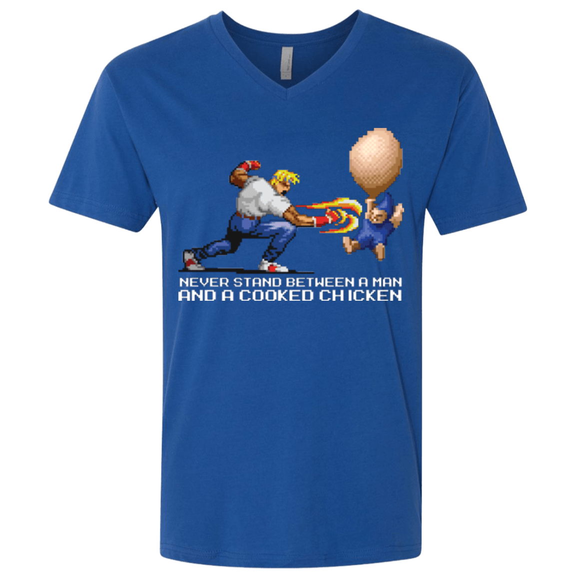 T-Shirts Royal / X-Small Never Stand Between A Man And A Cooked Chicken Men's Premium V-Neck