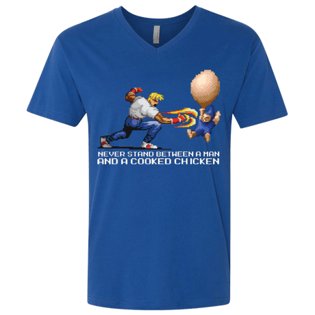 T-Shirts Royal / X-Small Never Stand Between A Man And A Cooked Chicken Men's Premium V-Neck
