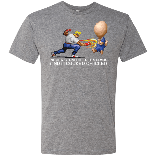 T-Shirts Premium Heather / Small Never Stand Between A Man And A Cooked Chicken Men's Triblend T-Shirt
