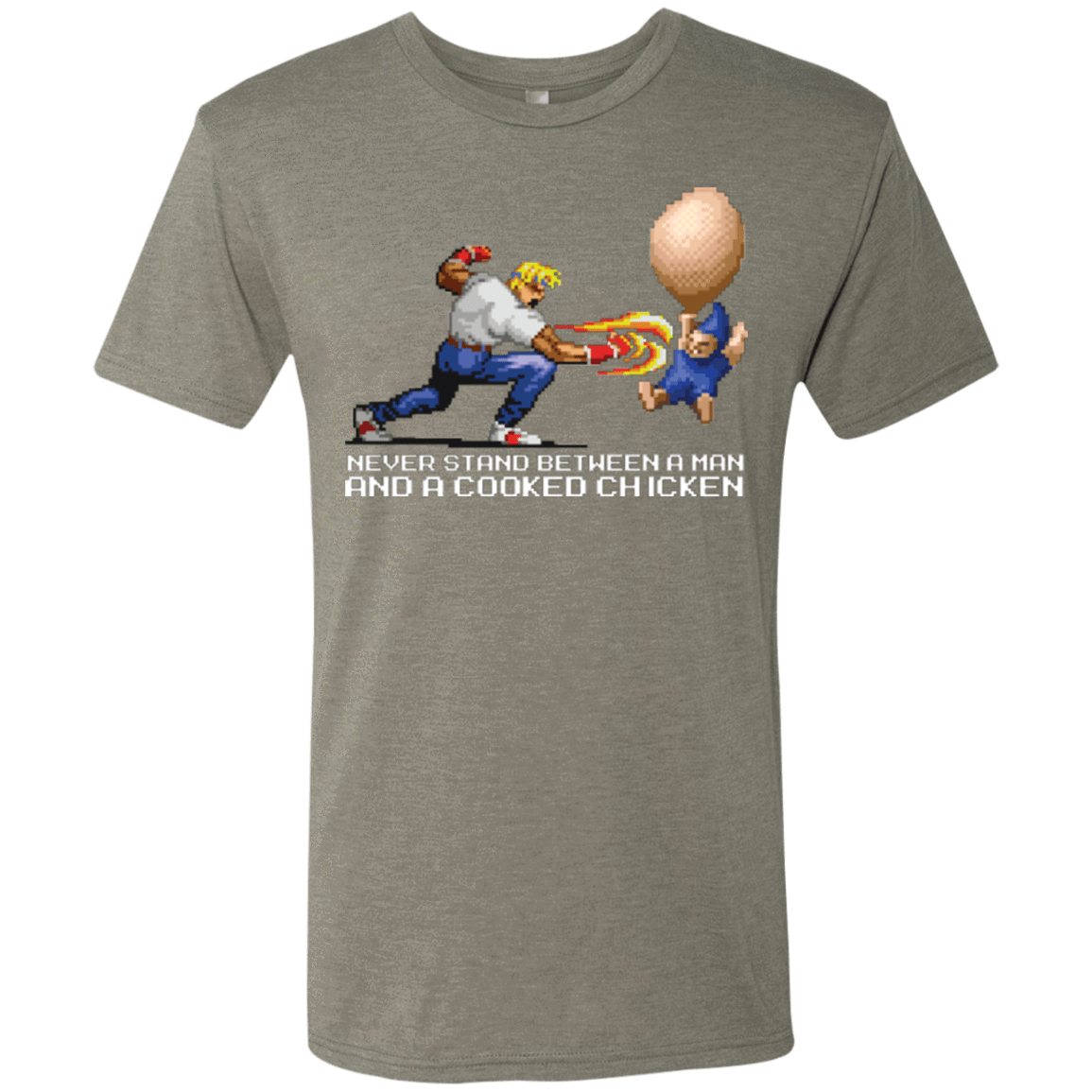 T-Shirts Venetian Grey / Small Never Stand Between A Man And A Cooked Chicken Men's Triblend T-Shirt