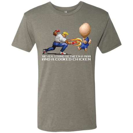 T-Shirts Venetian Grey / Small Never Stand Between A Man And A Cooked Chicken Men's Triblend T-Shirt