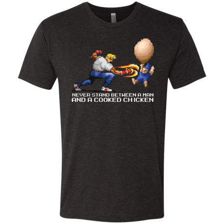 T-Shirts Vintage Black / Small Never Stand Between A Man And A Cooked Chicken Men's Triblend T-Shirt