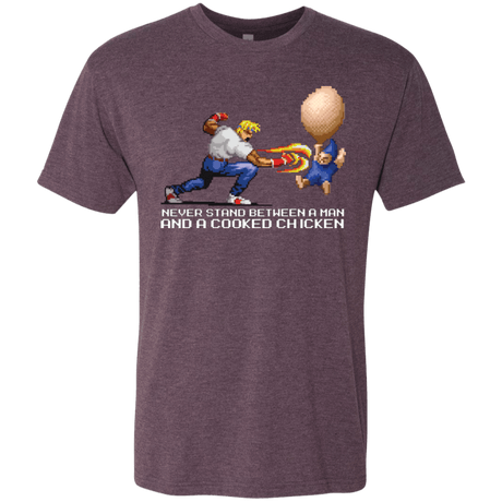 T-Shirts Vintage Purple / Small Never Stand Between A Man And A Cooked Chicken Men's Triblend T-Shirt