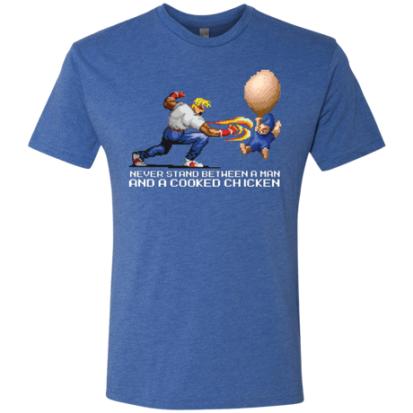 T-Shirts Vintage Royal / Small Never Stand Between A Man And A Cooked Chicken Men's Triblend T-Shirt