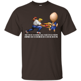 T-Shirts Dark Chocolate / Small Never Stand Between A Man And A Cooked Chicken T-Shirt