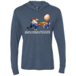 T-Shirts Indigo / X-Small Never Stand Between A Man And A Cooked Chicken Triblend Long Sleeve Hoodie Tee