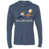 T-Shirts Indigo / X-Small Never Stand Between A Man And A Cooked Chicken Triblend Long Sleeve Hoodie Tee