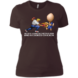 T-Shirts Dark Chocolate / X-Small Never Stand Between A Man And A Cooked Chicken Women's Premium T-Shirt
