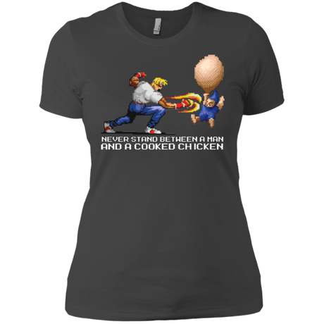 T-Shirts Heavy Metal / X-Small Never Stand Between A Man And A Cooked Chicken Women's Premium T-Shirt