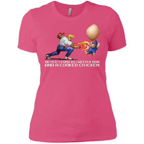 T-Shirts Hot Pink / X-Small Never Stand Between A Man And A Cooked Chicken Women's Premium T-Shirt