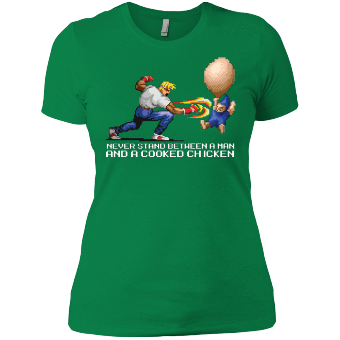 T-Shirts Kelly Green / X-Small Never Stand Between A Man And A Cooked Chicken Women's Premium T-Shirt