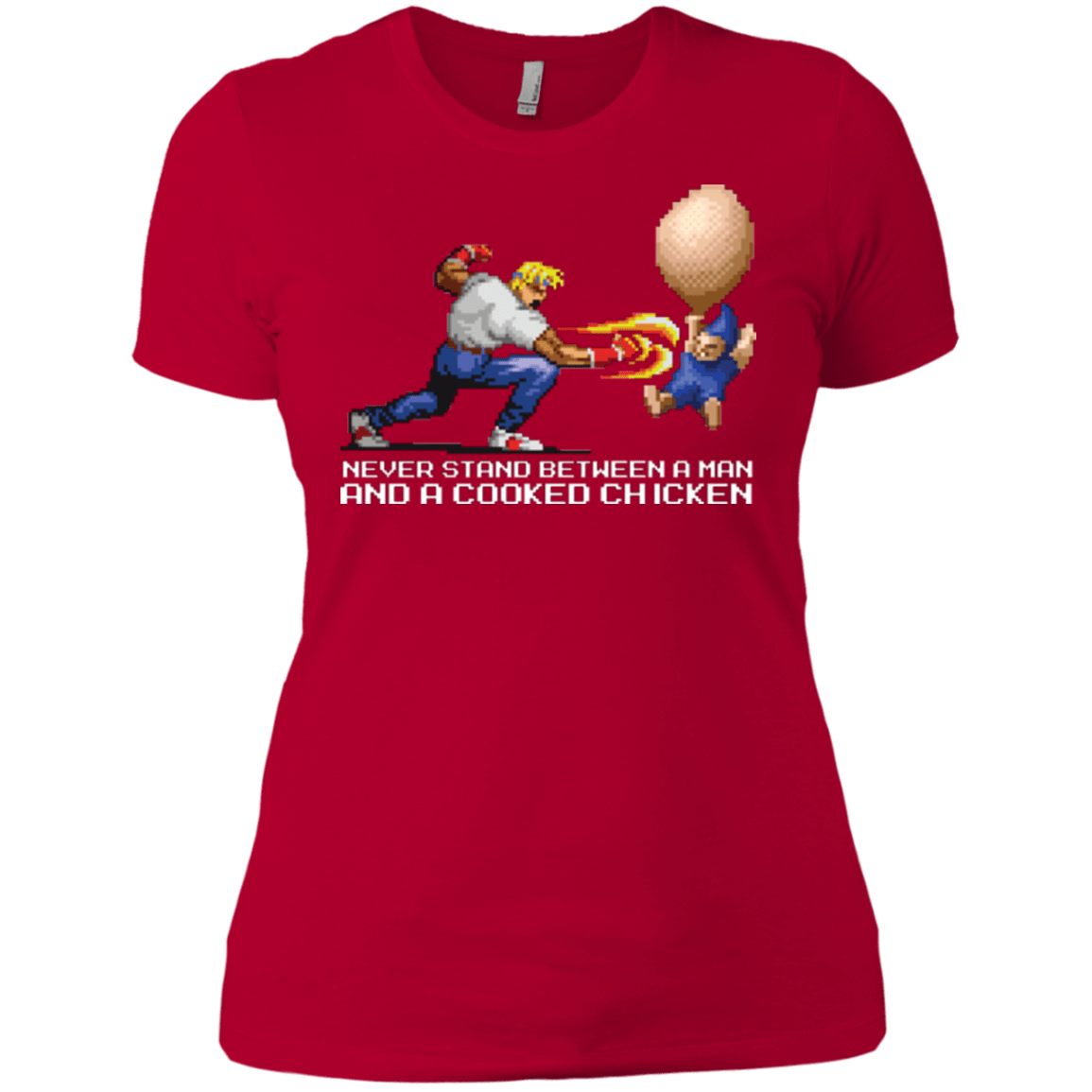 T-Shirts Red / X-Small Never Stand Between A Man And A Cooked Chicken Women's Premium T-Shirt