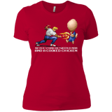 T-Shirts Red / X-Small Never Stand Between A Man And A Cooked Chicken Women's Premium T-Shirt