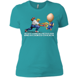 T-Shirts Tahiti Blue / X-Small Never Stand Between A Man And A Cooked Chicken Women's Premium T-Shirt