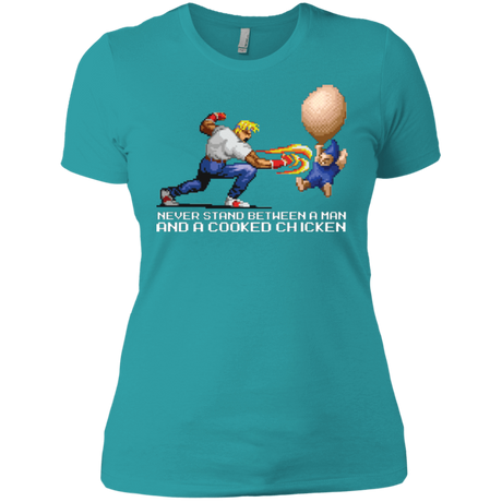 T-Shirts Tahiti Blue / X-Small Never Stand Between A Man And A Cooked Chicken Women's Premium T-Shirt