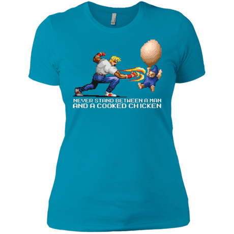 T-Shirts Turquoise / X-Small Never Stand Between A Man And A Cooked Chicken Women's Premium T-Shirt