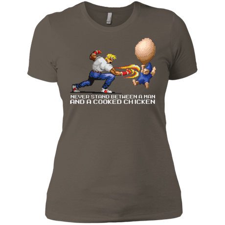 T-Shirts Warm Grey / X-Small Never Stand Between A Man And A Cooked Chicken Women's Premium T-Shirt