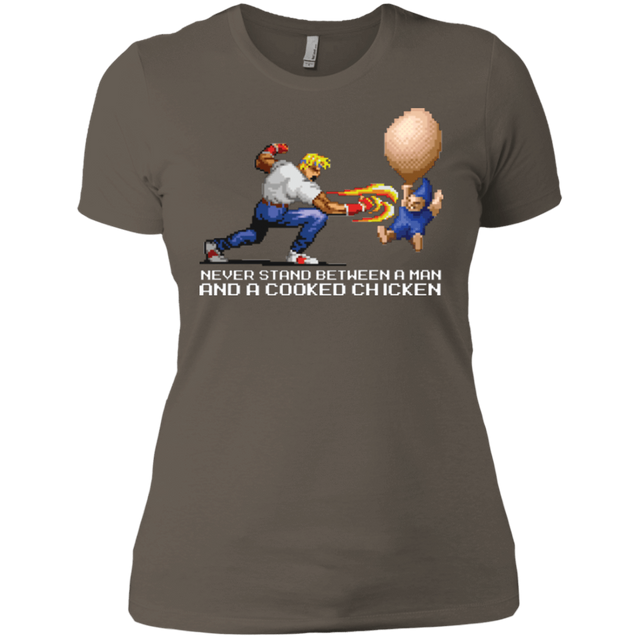 T-Shirts Warm Grey / X-Small Never Stand Between A Man And A Cooked Chicken Women's Premium T-Shirt