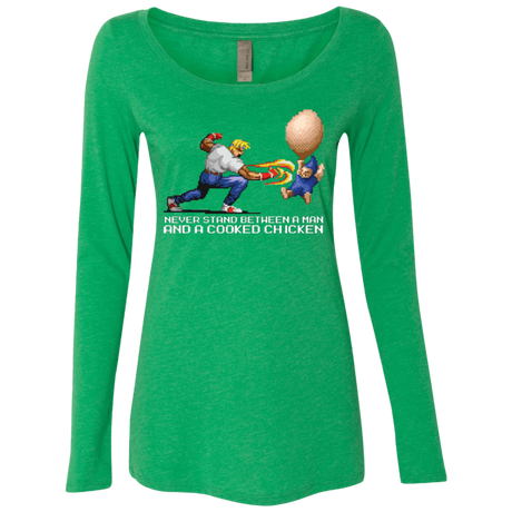 T-Shirts Envy / Small Never Stand Between A Man And A Cooked Chicken Women's Triblend Long Sleeve Shirt