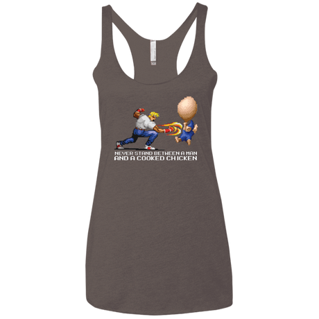 T-Shirts Macchiato / X-Small Never Stand Between A Man And A Cooked Chicken Women's Triblend Racerback Tank