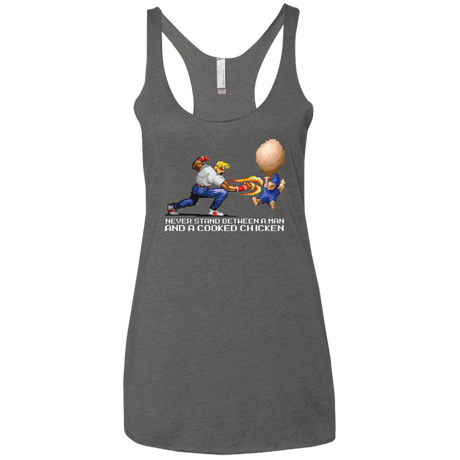 T-Shirts Premium Heather / X-Small Never Stand Between A Man And A Cooked Chicken Women's Triblend Racerback Tank