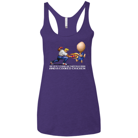 T-Shirts Purple Rush / X-Small Never Stand Between A Man And A Cooked Chicken Women's Triblend Racerback Tank
