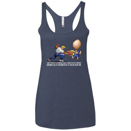T-Shirts Vintage Navy / X-Small Never Stand Between A Man And A Cooked Chicken Women's Triblend Racerback Tank