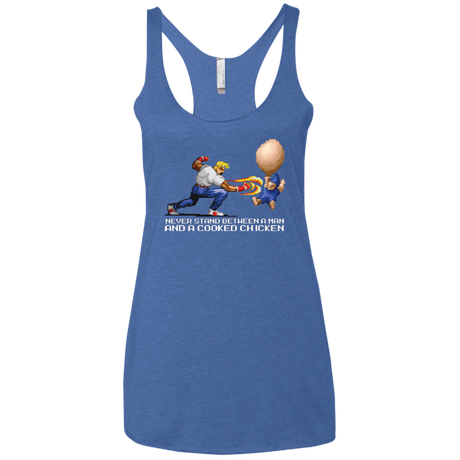 T-Shirts Vintage Royal / X-Small Never Stand Between A Man And A Cooked Chicken Women's Triblend Racerback Tank