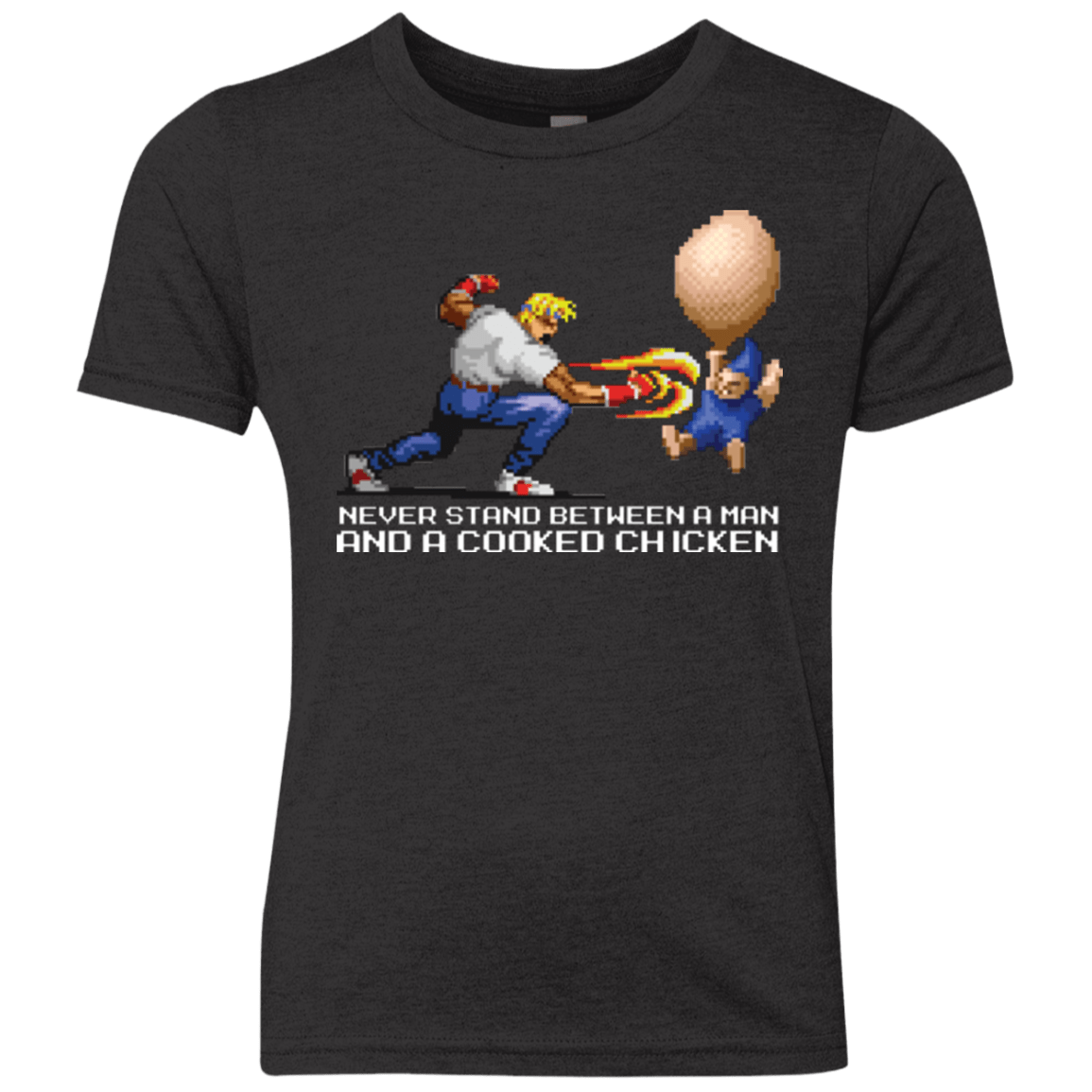 T-Shirts Vintage Black / YXS Never Stand Between A Man And A Cooked Chicken Youth Triblend T-Shirt