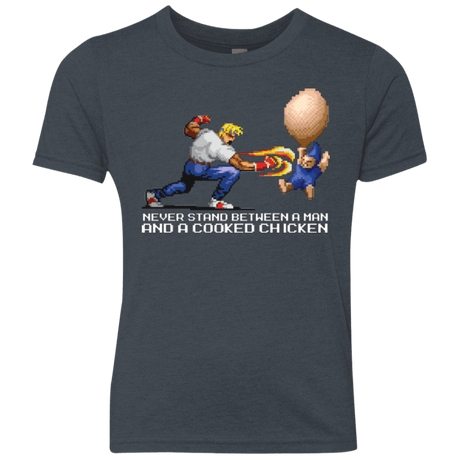 T-Shirts Vintage Navy / YXS Never Stand Between A Man And A Cooked Chicken Youth Triblend T-Shirt