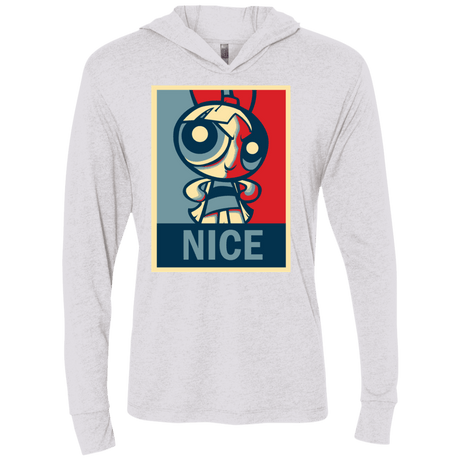 T-Shirts Heather White / X-Small Nice Powerpuff Triblend Long Sleeve Hoodie Tee