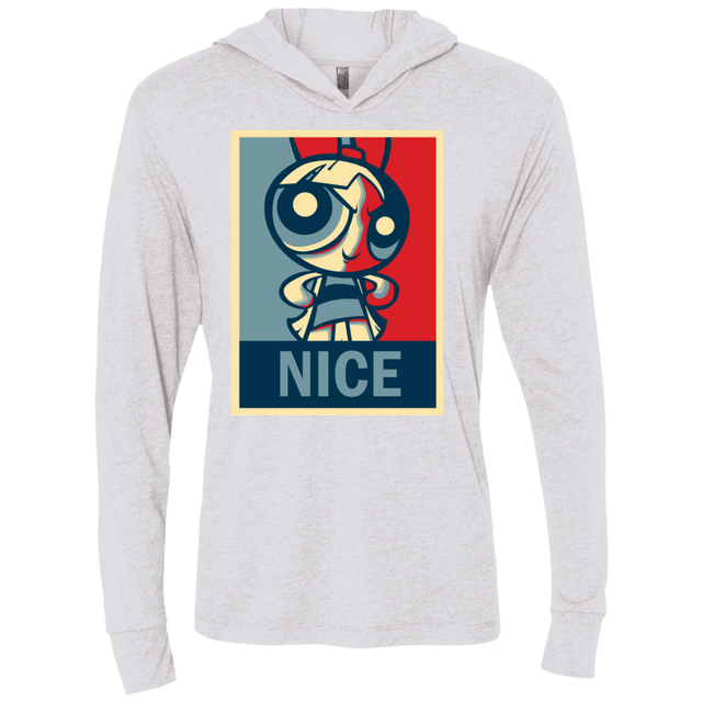 T-Shirts Heather White / X-Small Nice Powerpuff Triblend Long Sleeve Hoodie Tee