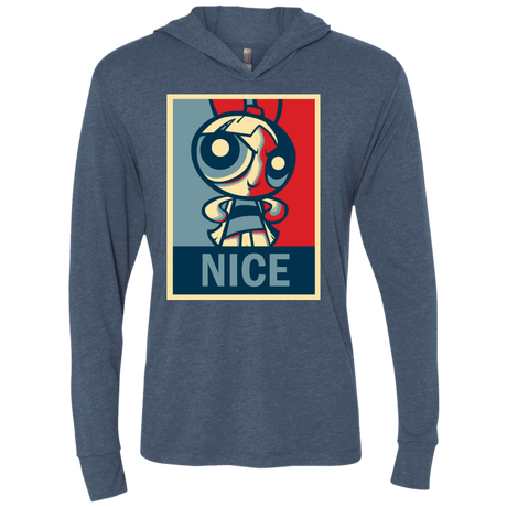 T-Shirts Indigo / X-Small Nice Powerpuff Triblend Long Sleeve Hoodie Tee