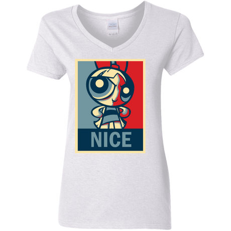 T-Shirts White / S Nice Powerpuff Women's V-Neck T-Shirt