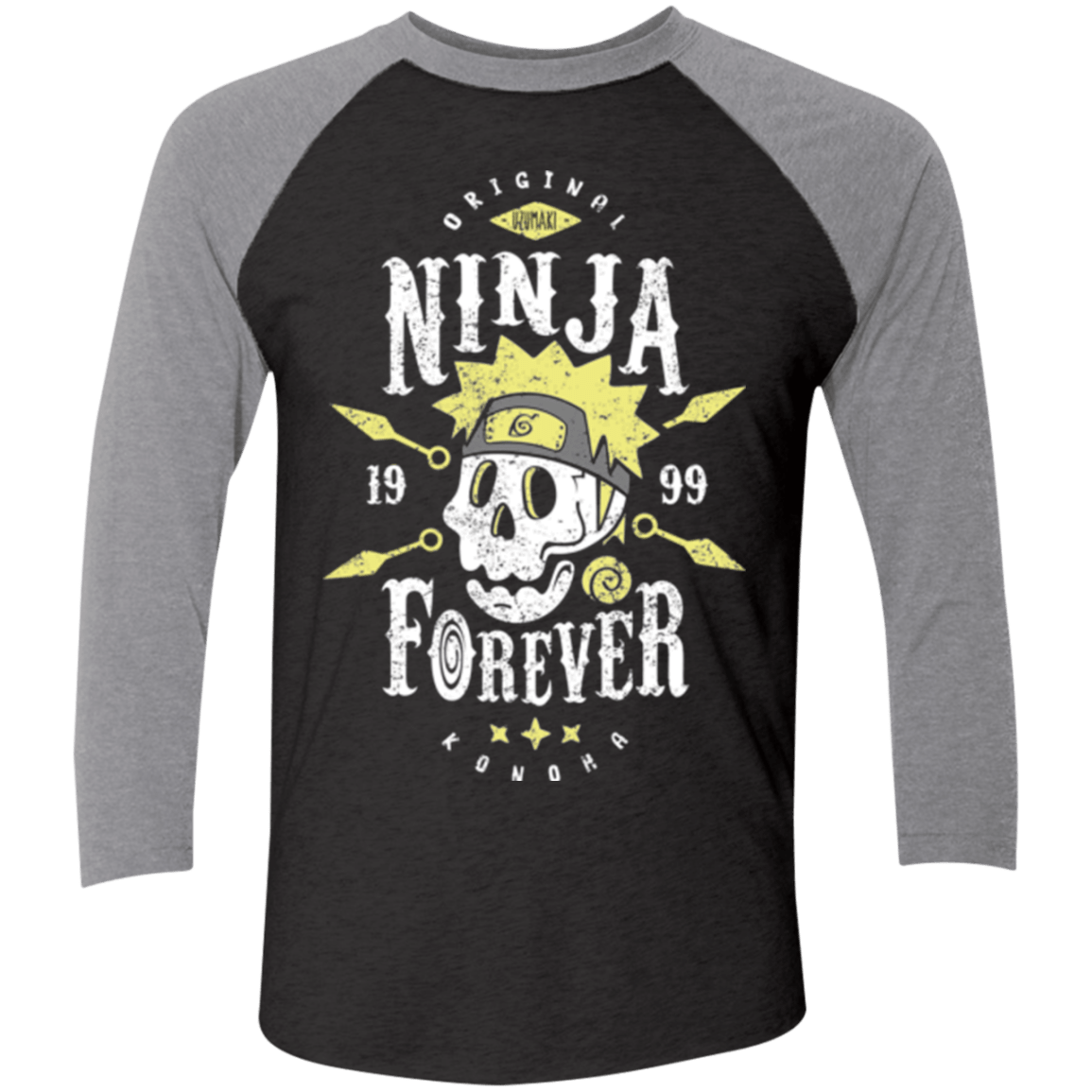 T-Shirts Vintage Black/Premium Heather / X-Small Ninja Forever Men's Triblend 3/4 Sleeve
