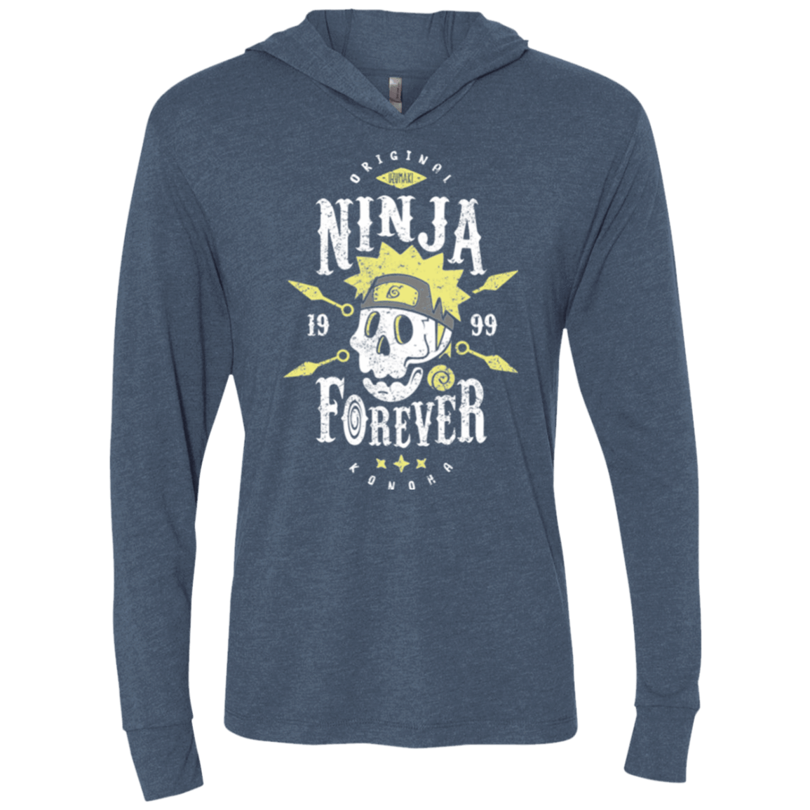 T-Shirts Indigo / X-Small Ninja Forever Triblend Long Sleeve Hoodie Tee
