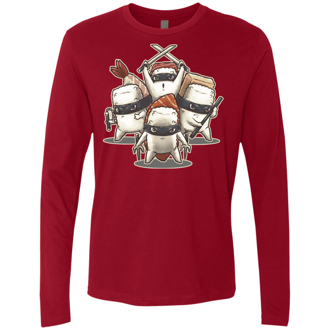 T-Shirts Cardinal / S Ninja Sushi Men's Premium Long Sleeve