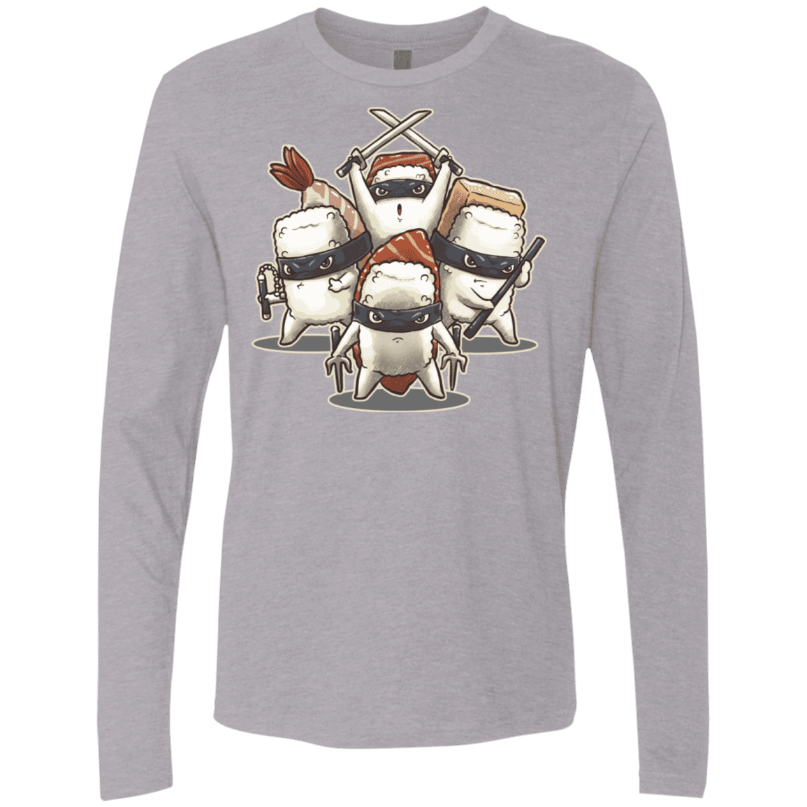 T-Shirts Heather Grey / S Ninja Sushi Men's Premium Long Sleeve