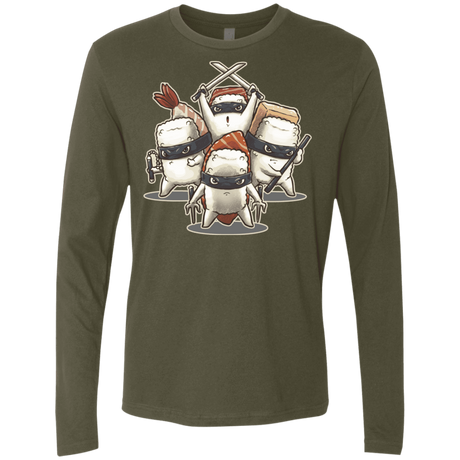 T-Shirts Military Green / S Ninja Sushi Men's Premium Long Sleeve