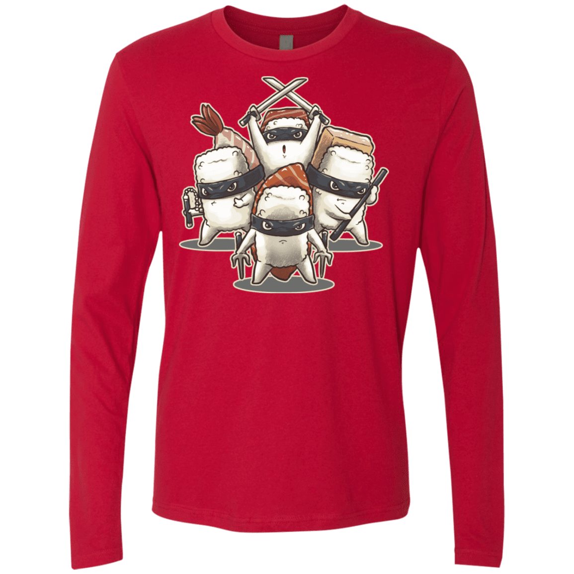 T-Shirts Red / S Ninja Sushi Men's Premium Long Sleeve