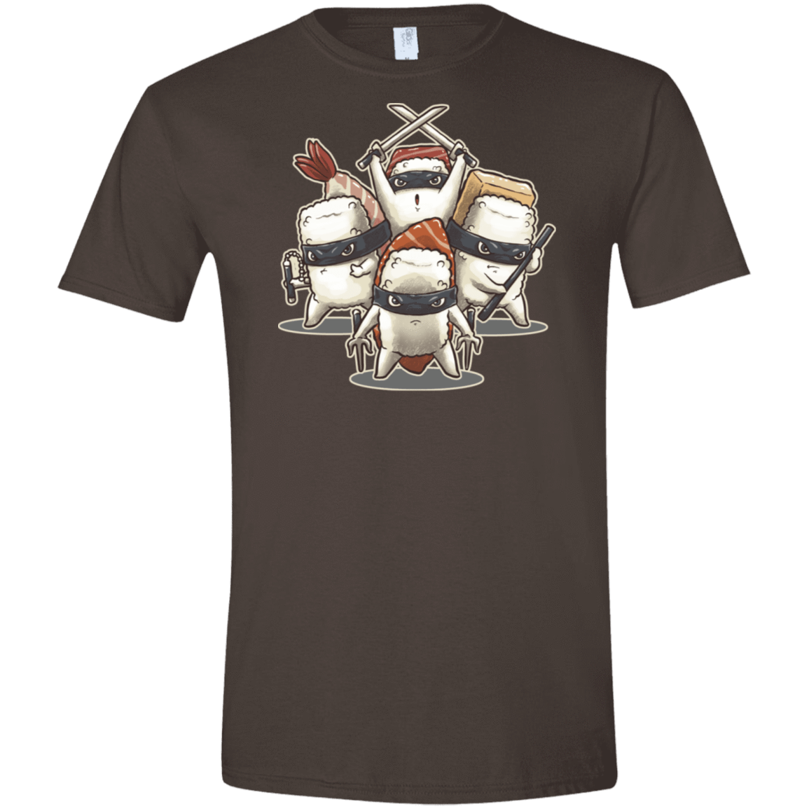 T-Shirts Dark Chocolate / S Ninja Sushi Men's Semi-Fitted Softstyle