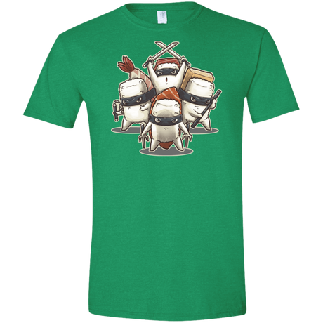 T-Shirts Heather Irish Green / M Ninja Sushi Men's Semi-Fitted Softstyle